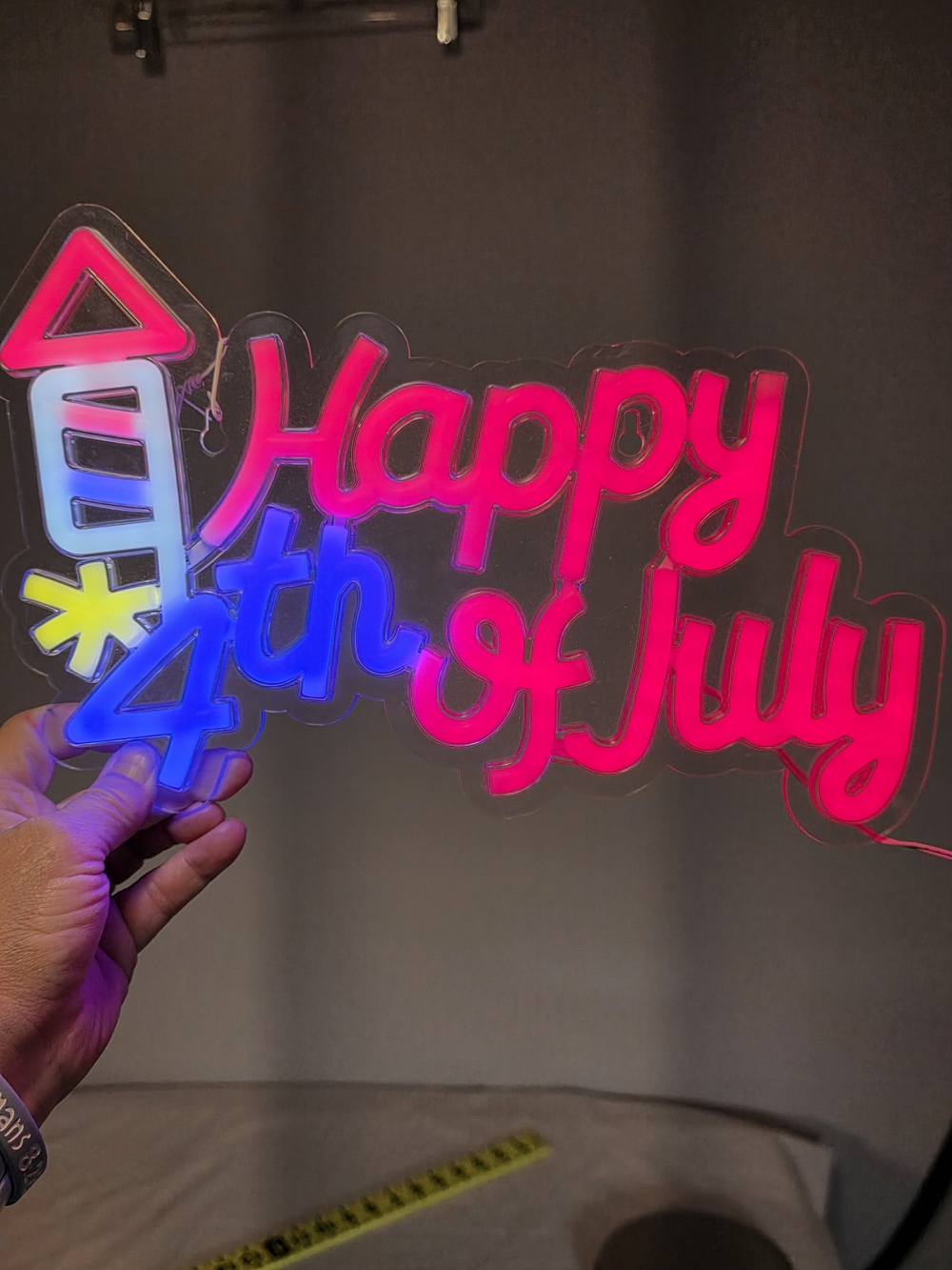 NEW LED Happy 4th Of July Patriotic Wall Sign USB Powered America Festive